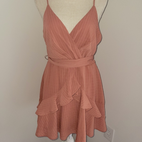 Peach Ruffled Mini Dress - Picture 7 of 8